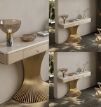 Modern Gold Pedestal Console Table