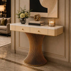 Modern Gold Pedestal Console Table