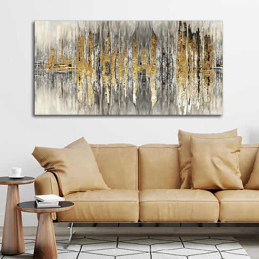 Modern Golden Abstract Design Premium Canvas Wall Painting