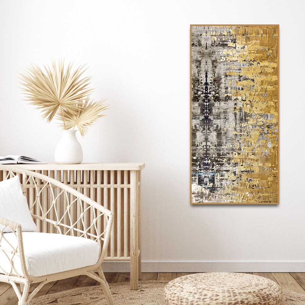 Modern Golden Abstract Textured Art Canvas Wall Painting