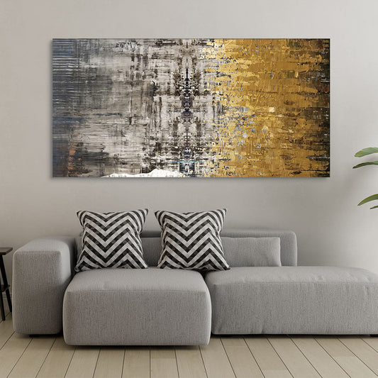 Modern Golden Abstract Textured Premium Canvas Wall Painting