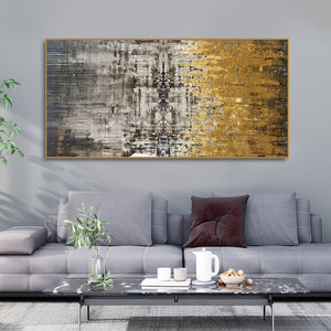 Modern Golden Abstract Textured Premium Canvas Wall Painting