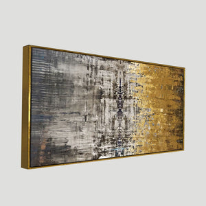 Modern Golden Abstract Textured Premium Canvas Wall Painting