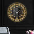 Modern Golden Accent LED Mirror Wall Clock with Embellishing Border