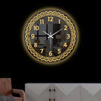 Modern Golden Accent LED Mirror Wall Clock with Embellishing Border