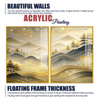 Modern Golden and Beige Valley Forest Acrylic Floating Wall Painting Set of 2