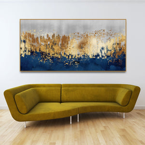 Modern Golden Art Textured Design Premium Canvas Wall Painting