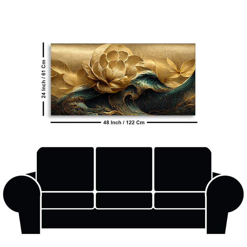 Gold flower  canvas wall 