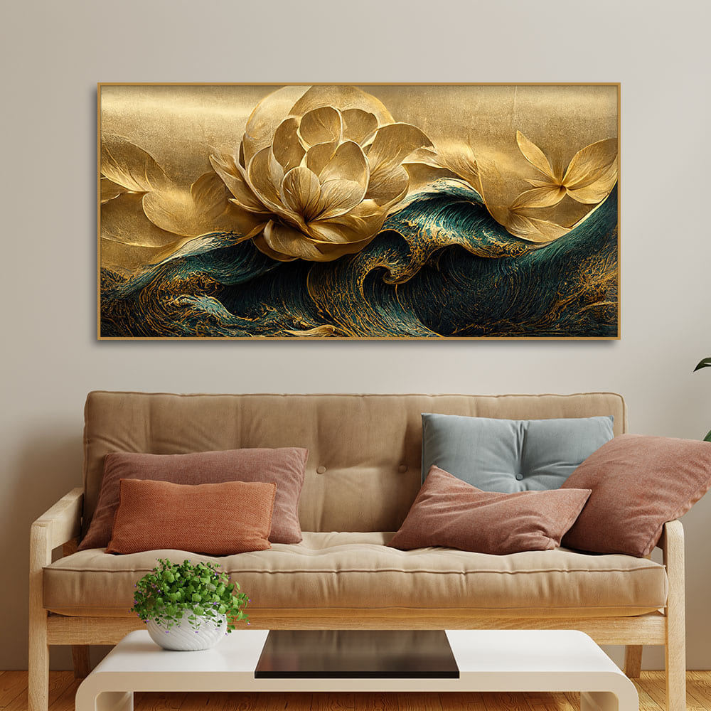 Golden flower wall art