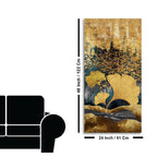 Modern Golden Ginkgo Leaves with Mountains Premium Canvas Wall Painting