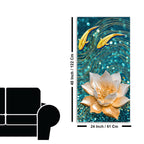 Modern Golden Lotus with koi Fish Abstract Canvas Wall Painting