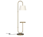 Modern Golden Metal Finish Curved Floor Lamp Standing with Table Shelf