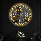 Modern Golden Swirl Border LED Mirror Wall Clock with Decorative Numerals