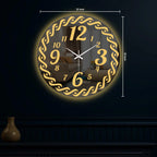 Modern Golden Swirl Border LED Mirror Wall Clock with Decorative Numerals