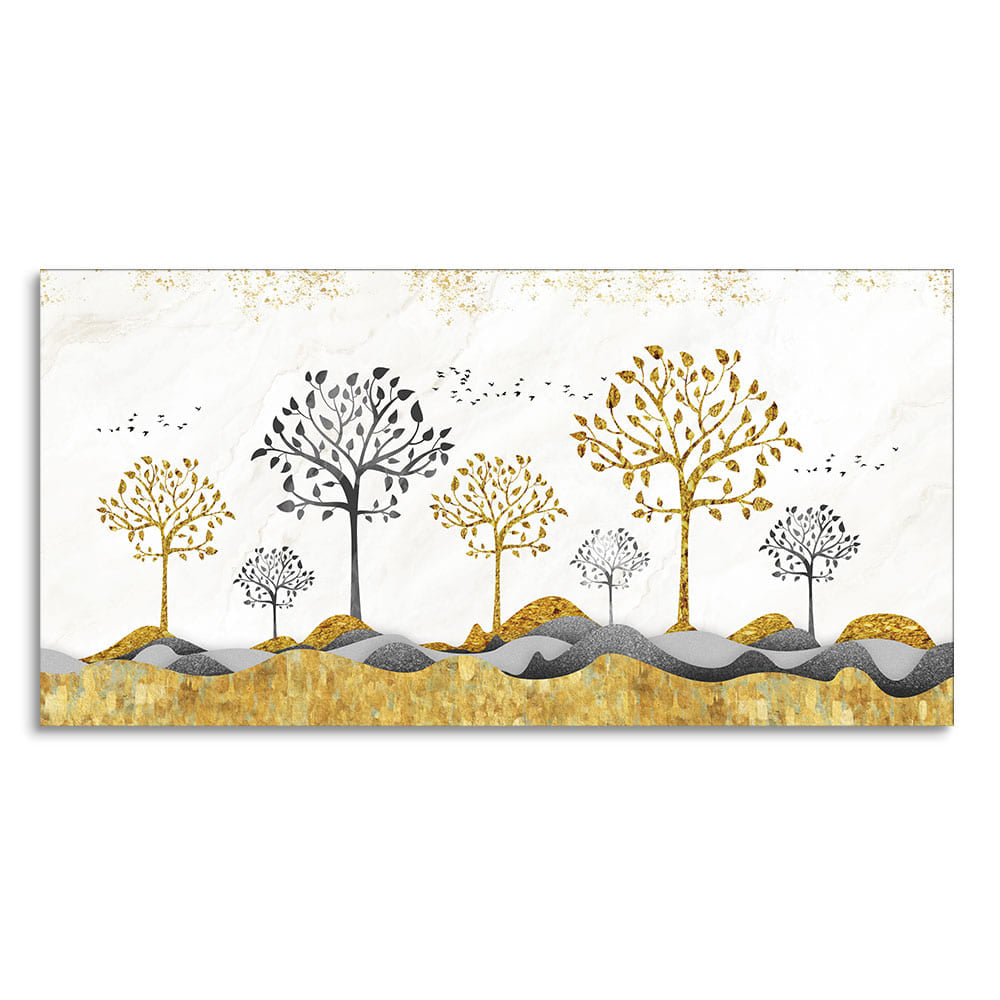 Modern Golden Tree Art Premium Canvas Wall Painting