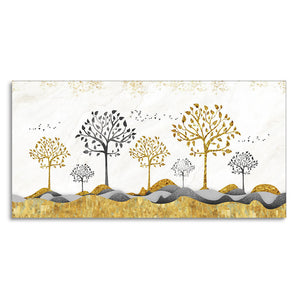 Modern Golden Tree Art Premium Canvas Wall Painting