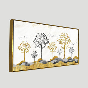 Modern Golden Tree Art Premium Canvas Wall Painting