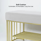 Modern Gray Velvet Upholstered Bench with Shoe Rack Storage