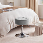 Modern Grey Adjustable Vanity Stool with Tufted Cushion