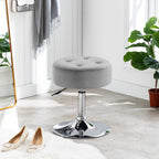 Modern Grey Adjustable Vanity Stool with Tufted Cushion