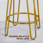 Modern Grey Velvet Bar Stools with Golden Base