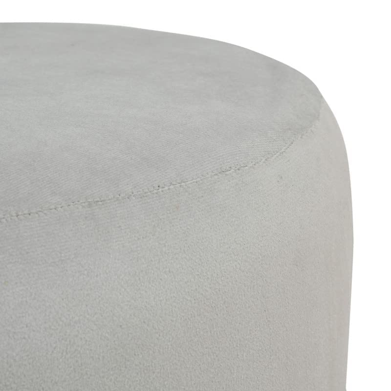 Modern Grey Velvet Pouffe with Geometric Base Design