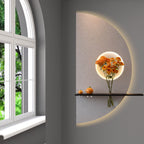 Modern Half Moon LED Wall Décor with Flower Stand