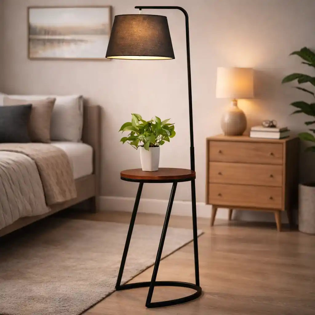 Modern House Standing Lamp With Metal Table