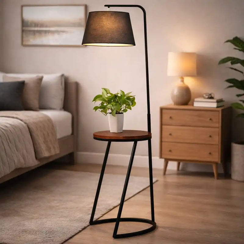 Modern House Standing Lamp With Metal Table
