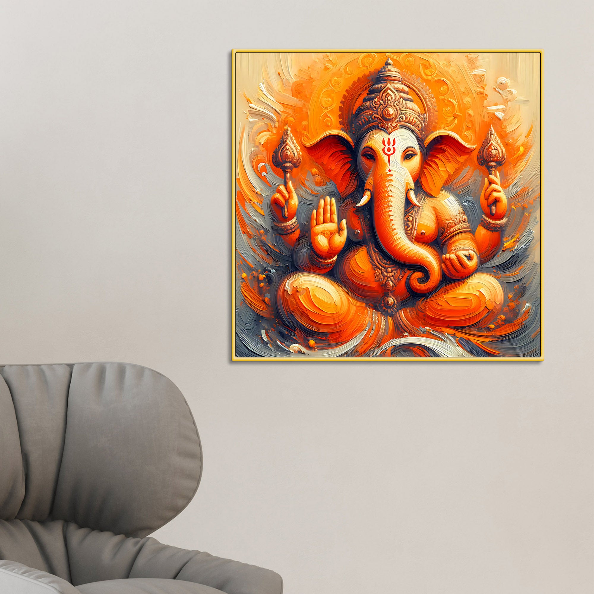 Modern Indian Ganesh Ji Wall Painting