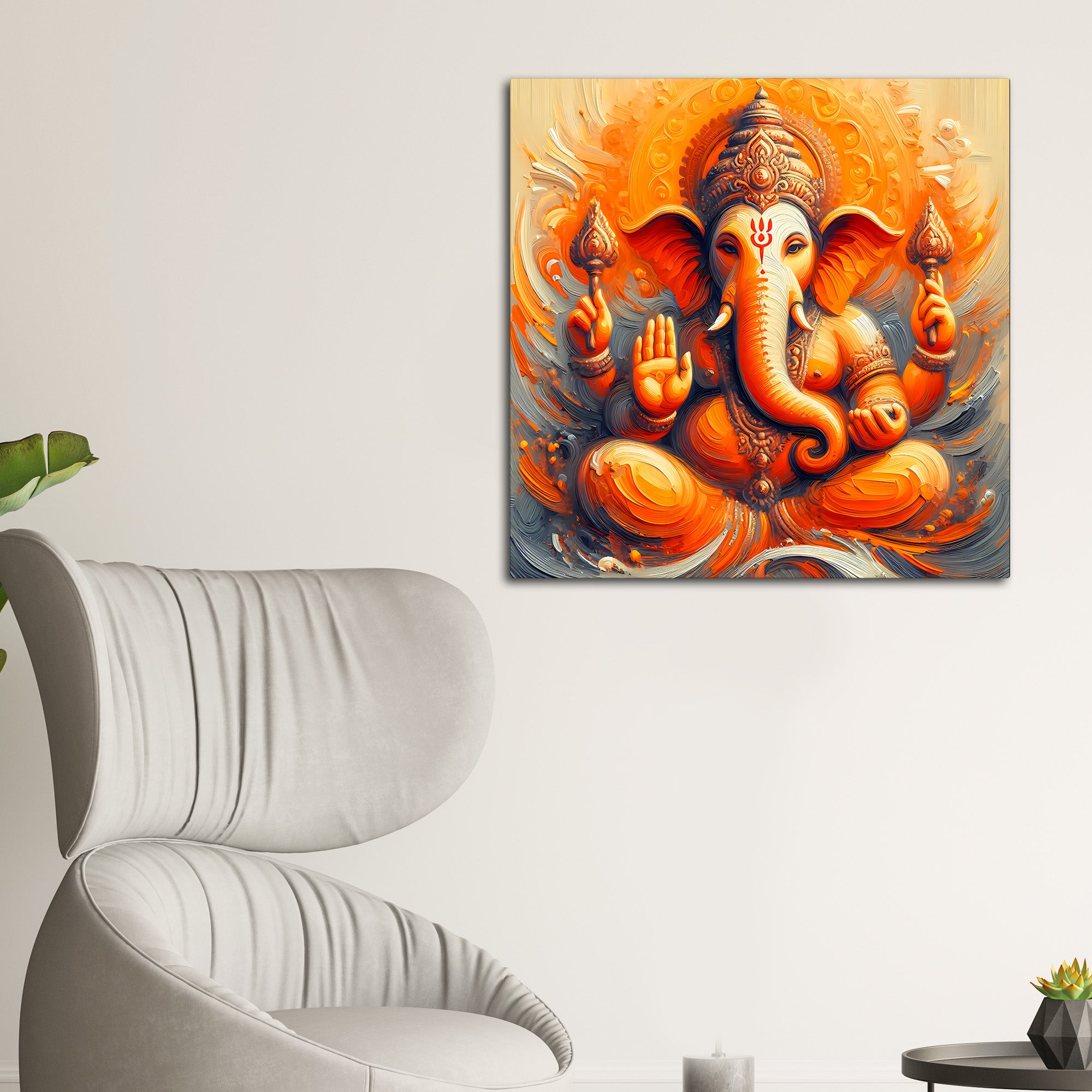 Modern Indian Ganesh Ji Wall Painting