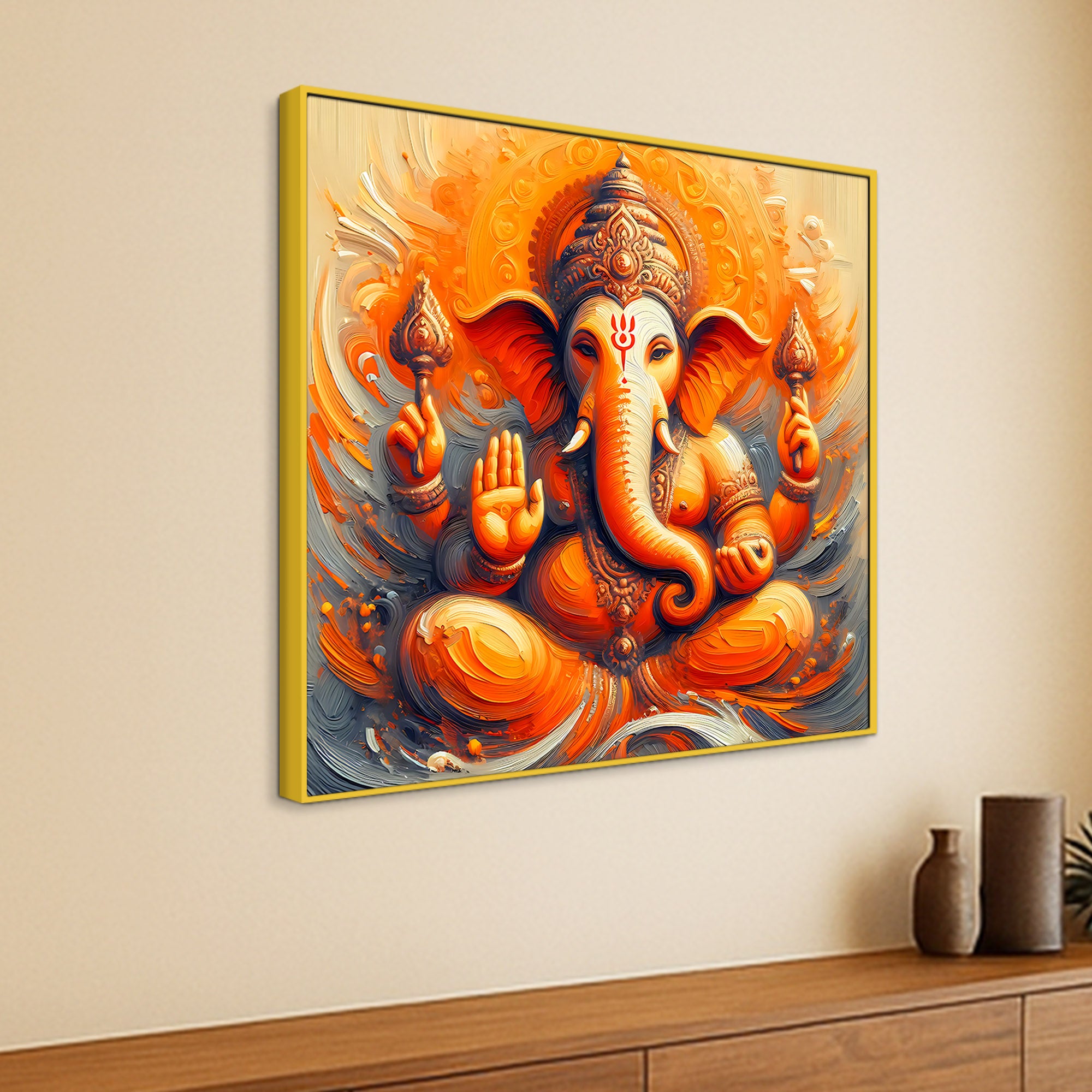 Modern Indian Ganesh Ji Wall Painting