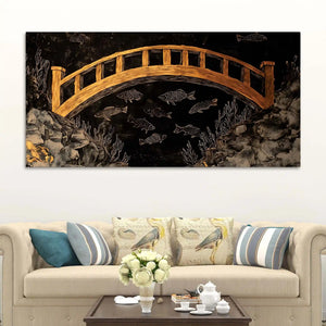 Modern Japanese Wooden Bridge Canvas Wall Art Painting