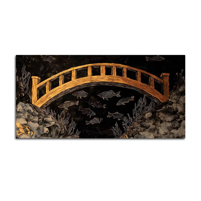 Modern Japanese Wooden Bridge Canvas Wall Art Painting