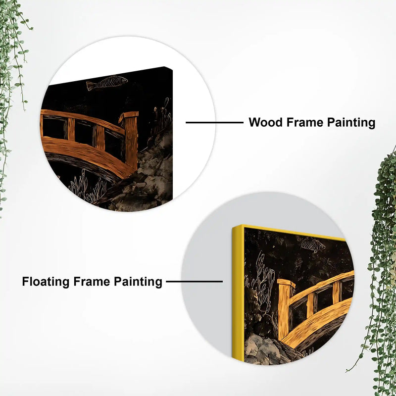 Modern Japanese Wooden Bridge Canvas Wall Art Painting