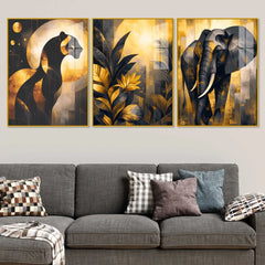 Modern Jungle Inspired Acrylic wall Painting Set of 3