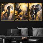 Modern Jungle Inspired Acrylic wall Painting Set of 3