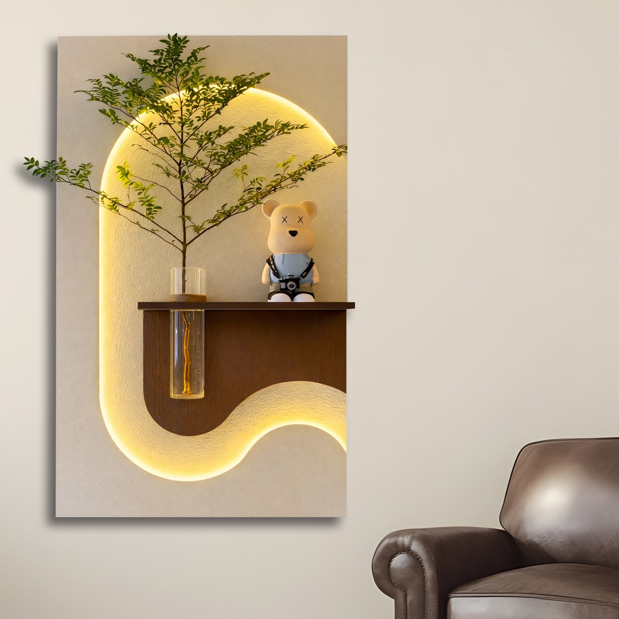 Modern LED Accent Wall Décor with Planter Shelf