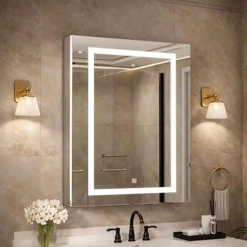 Modern LED Mirror Cabinet with Rectangular Light Frame