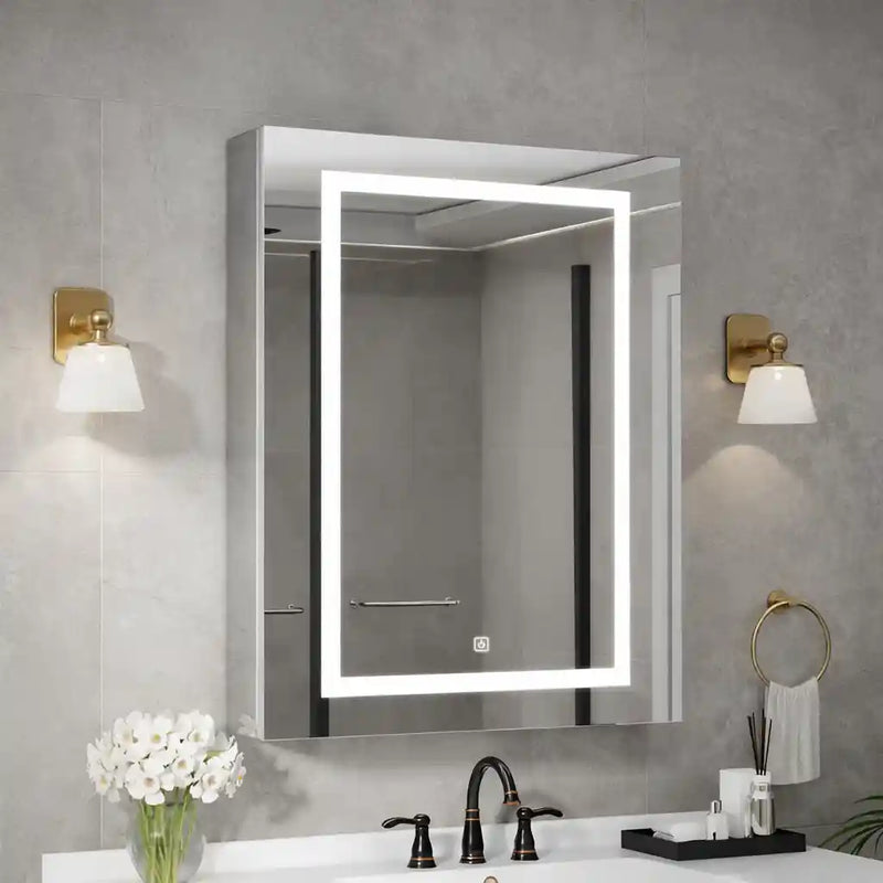 Modern LED Mirror Cabinet with Rectangular Light Frame