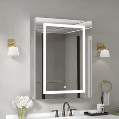 Modern LED Mirror Cabinet with Rectangular Light Frame