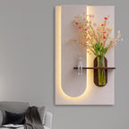 Modern LED Wall Art Shelf with Flower Vase for Living Room Decor