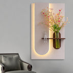 Modern LED Wall Art Shelf with Flower Vase for Living Room Decor