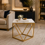 Modern Living Room Table with Marble Finish Top