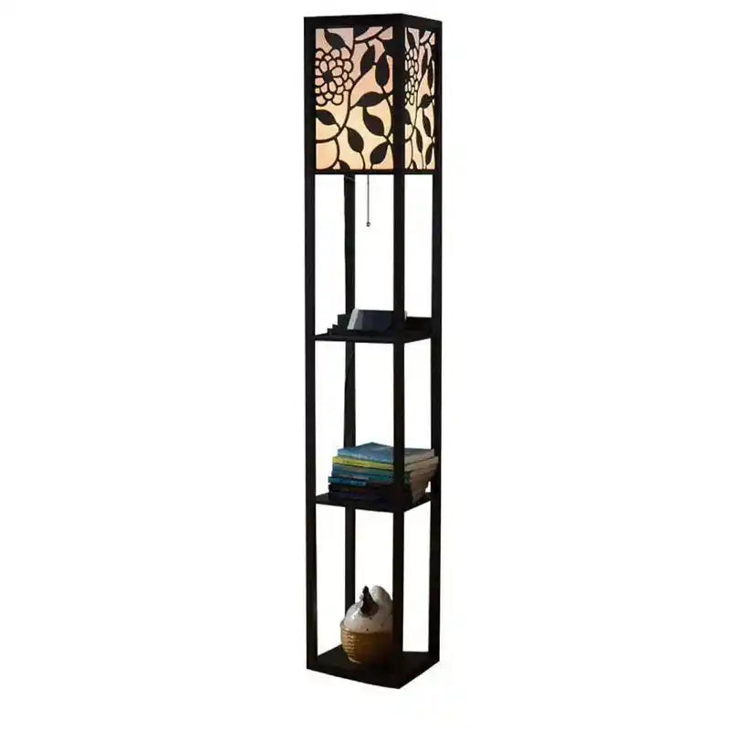 Modern Look Metal Floor Lamp With Shelf For Living Room, Bedroom