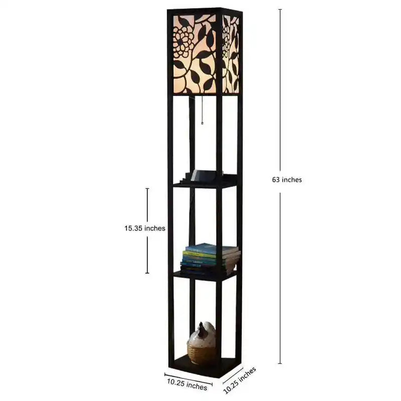 Modern Look Metal Floor Lamp With Shelf For Living Room, Bedroom