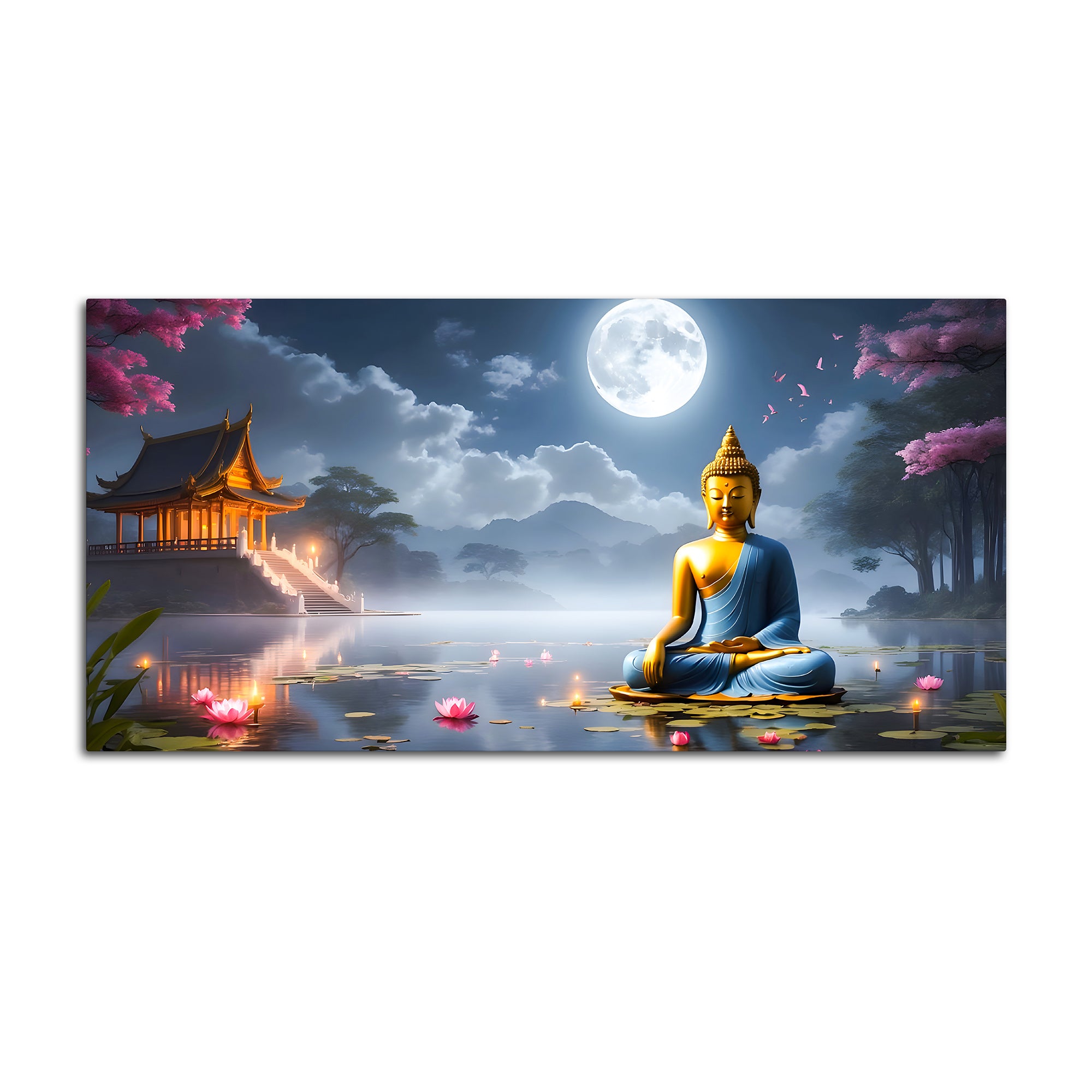 Modern Lord Buddha Canvas Wall Painting for Living Room Interior