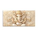 Modern Lord Ganesha Floral Canvas Painting – Auspicious Wall Art