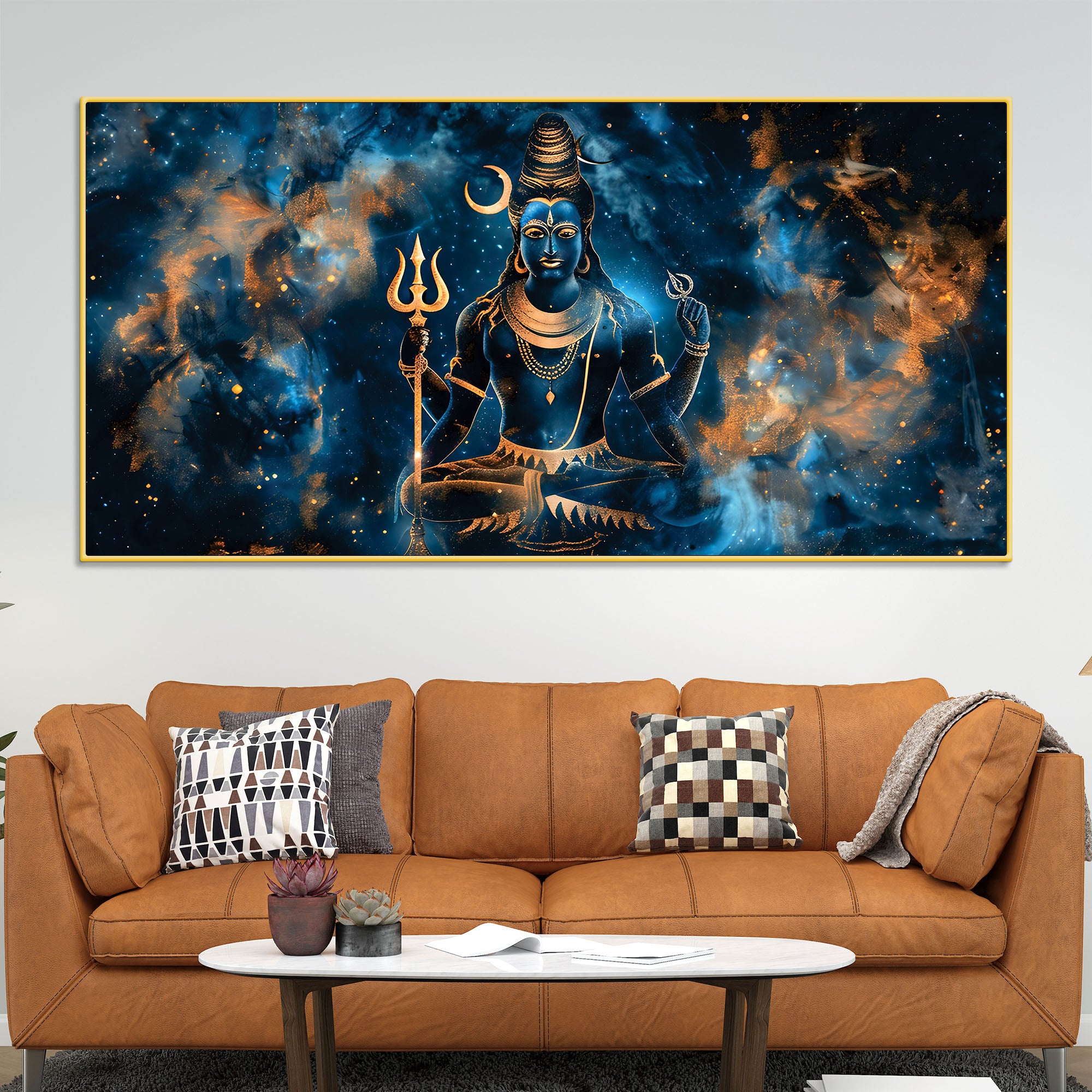 Modern Lord Shiva Canvas Painting for Living Room Wall Décor