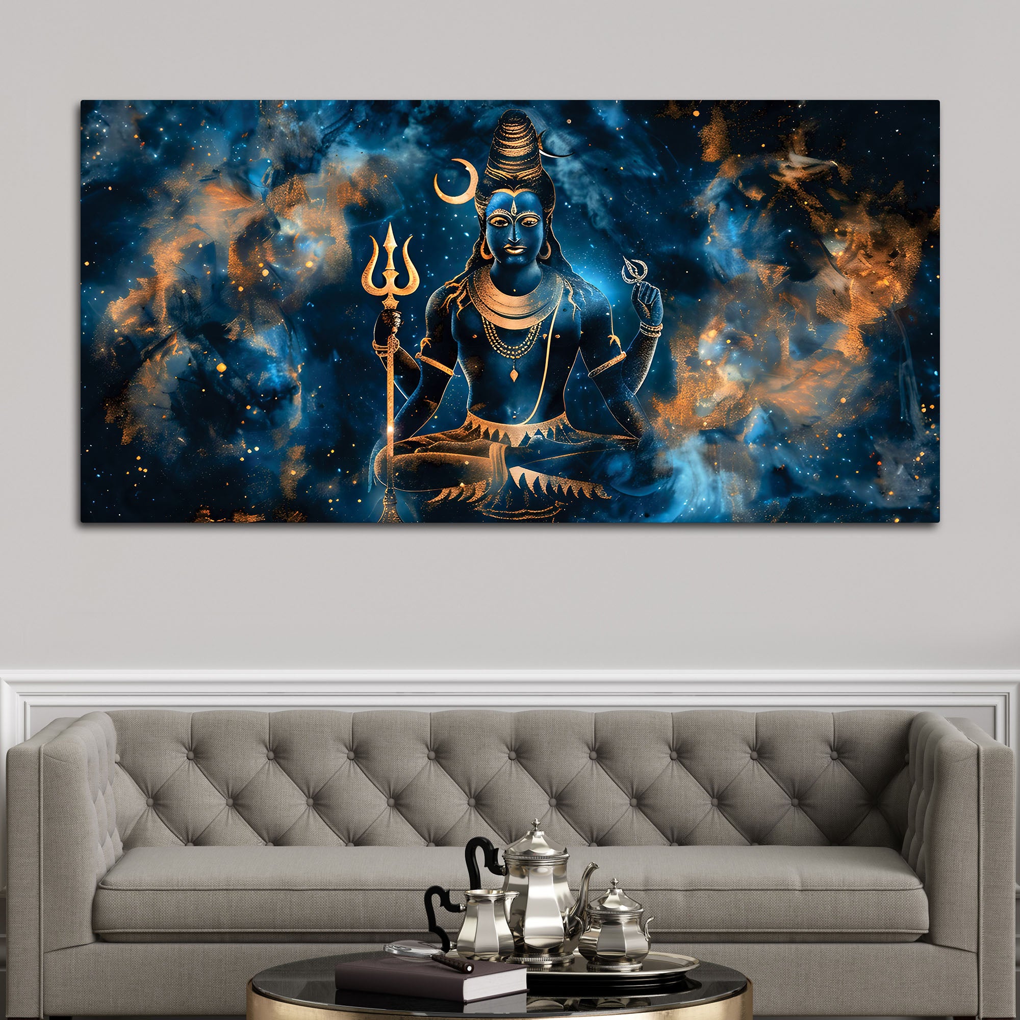Modern Lord Shiva Canvas Painting for Living Room Wall Décor